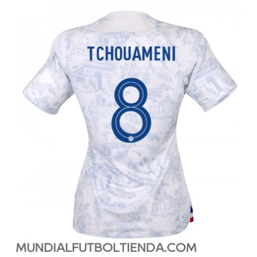 Camiseta Francia Aurelien Tchouameni #8 Segunda Equipación Replica Mundial 2022 para mujer mangas cortas